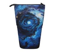 Evengigy Astuccio con stampa galassia blu carino con cerniera supporto regolabile portamatite divertente borsa trucco, Nero , Taglia unica, Organizer per borse
