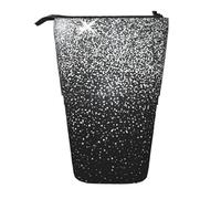 Evengigy Astuccio con stampa glitter argento lucido carino con cerniera supporto regolabile portamatite divertente borsa trucco, Nero , Taglia unica, Organizer per borse