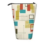 Evengigy Astuccio con stampa moderna di metà secolo con cerniera e supporto regolabile, divertente borsa per il trucco, Nero , Taglia unica, Organizer per borse