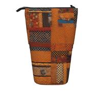 Evengigy Astuccio in tessuto africano con stampa patchwork carino con cerniera supporto regolabile portamatite divertente borsa per il trucco