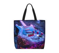Evengigy Bella stampa chitarra Tote Bag e tasca interna con cerniera per donne signora, borsa per la spesa riutilizzabile viaggio