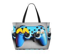 Evengigy Blu Game Controller stampa impermeabile Beach Tote Pool Bags per le donne Grande palestra Tote Carry On Bag per il viaggio