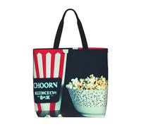 Evengigy Borsa tote con stampa di film e popcorn e tasca interna con cerniera per donne signora, borsa per la spesa riutilizzabile da viaggio