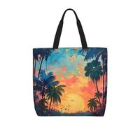 Evengigy Borsa tote con stampa tropicale al tramonto e tasca interna con cerniera per donna da donna, borsa per la spesa riutilizzabile da viaggio