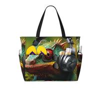 Evengigy Camaleonte ascoltare musica stampa impermeabile spiaggia Tote Pool Bags per le donne grande palestra Tote Carry On Bag per viaggio
