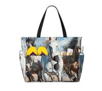 Evengigy Cavalli che corrono stampa artistica impermeabile Beach Tote Pool Bags per le donne grande palestra Tote Carry On Bag per viaggio