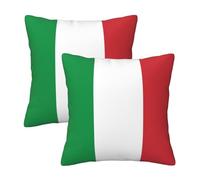 Evengigy Confezione da 2 federe per cuscino con stampa bandiera italiana, quadrate, 40 x 40 cm