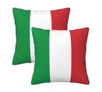 Evengigy Confezione da 2 federe per cuscino con stampa bandiera italiana, quadrate, 40 x 40 cm