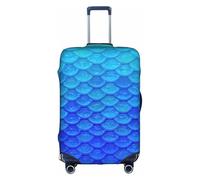 Evengigy Copertura per bagagli con stampa a squame di sirena, blu oceano, copertura per valigia, protezione da viaggio, adatta per bagagli da 45,7 a 81,7 cm, bianco, L