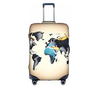 Evengigy Copertura per bagagli con stampa astratta con mappa del mondo, da viaggio, adatta per bagagli da 45,7 a 81,7 cm, bianco, S