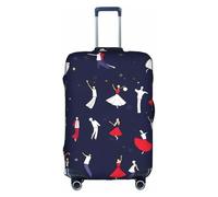 Evengigy Copertura per bagagli con stampa con motivo danza da sala da ballo, protezione da viaggio adatta per bagagli da 45,7 a 81,7 cm, bianco, S