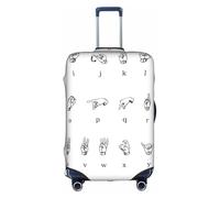 Evengigy Copertura per bagagli con stampa dell'alfabeto linguaggio dei segni copertura valigia protezione da viaggio per bagagli 45-81 cm, bianco, L