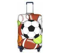Evengigy Copertura per bagagli con stampa di palloni sportivi, protezione da viaggio, adatta per bagagli da 45,7 a 81,7 cm, bianco, L