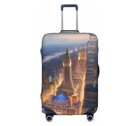 Evengigy Copertura per bagagli con stampa notturna con immagine di città, protezione da viaggio adatta per bagagli da 45,7 a 81,7 cm, bianco, S