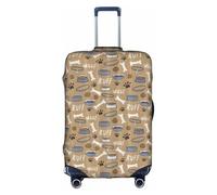 Evengigy Copertura per valigia, con motivo a forma di zampa di cane, con ciotola in osso, adatta per bagagli da 45,7 a 81,7 cm, bianco, L