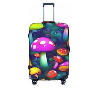 Evengigy Copertura per valigia, con stampa artistica con funghi luminosi, adatta per bagagli da 45,7 a 81,7 cm, bianco, S