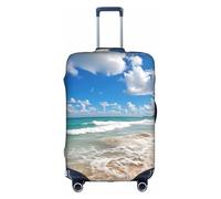 Evengigy Copertura per valigia, con stampa blu oceano, adatta per bagagli da 45,7 a 81,7 cm, bianco, L