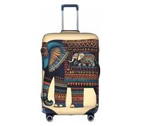 Evengigy Copertura per valigia, con stampa di elefante azteco, protezione da viaggio, adatta per bagagli da 45,7 a 81,7 cm, bianco, L