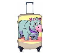 Evengigy Copertura per valigia, con stampa ippopotamo in stile cartone animato, protezione da viaggio, adatta per bagagli da 45,7 a 81,7 cm, bianco, L