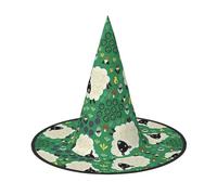 Evengigy Cute Cartoon Sheep Print Halloween Hat divertente strega cappello pieghevole copricapo Cosplay Decor personalizzato 2 pezzi