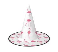 Evengigy Fenicotteri su bianco Stampa Halloween Cappello divertente Strega Cappello pieghevole copricapo Cosplay Decor personalizzato 2 pezzi
