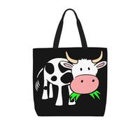 Evengigy graziosa borsa tote con stampa mucca e tasca interna con cerniera per donna signora, borsa per la spesa riutilizzabile da viaggio