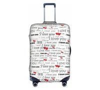 Evengigy I Love You Parole con Cuori Stampa Bagagli Copertura Valigie Copertura di Viaggio Protector Baggage Fit 45-81 Pollici Bagagli, bianco, S