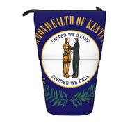 Evengigy Kentucky State Flag Print Cute Pencil Case con Zip Supporto Regolabile Portapenne Divertente Borsa Trucco, Nero , Taglia unica, Organizer per borse