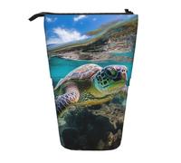 Evengigy Lord Howe Island Sea Turtle Print Cute Pencil Case con Zip Supporto Regolabile Portapenne Divertente Trousse Trucchi, Nero , Taglia unica, Organizer per borse