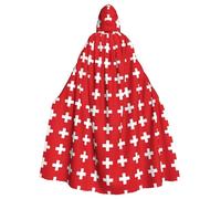 Evengigy Mantello con cappuccio con stampa bandiera svizzera, unisex, per Halloween, cosplay, uniforme
