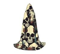 Evengigy Mantello con cappuccio con stampa teschio scheletro per adolescenti Halloween mantello con cappuccio, mantello cosplay per bambini