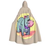 Evengigy Mantello con cappuccio per adulti con stampa ippopotamo cartoni animati, grande mantello con cappuccio per cosplay, uniforme da donna e uomo
