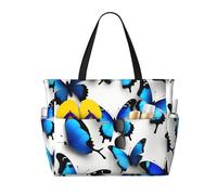 Evengigy molte farfalle blu stampa impermeabile Beach Tote Pool Bags per le donne grande palestra Tote Carry On Bag per viaggio