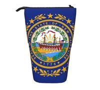 Evengigy New Hampshire State Flag Print Cute Pencil Case con Zip Supporto Regolabile Portapenne Divertente Borsa Trucco, Nero , Taglia unica, Organizer per borse