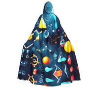Evengigy Scienza astratta chimica stampa adulti Halloween mantello con cappuccio, grande mantello con cappuccio Cosplay mantello uniforme donne uomini