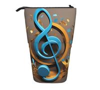 Evengigy Simpatico astuccio con stampa di note musicali, con cerniera e supporto regolabile, divertente borsa per il trucco, Nero , Taglia unica, Organizer per borse