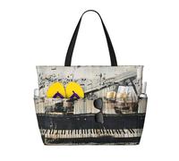 Evengigy Stampa di spartiti di musica impermeabile Beach Tote Pool Bags per le donne Grande palestra Tote Carry On Bag per il viaggio
