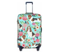 Evengigy Sweet Basset Hound - Copertura per valigia, con stampa floreale, adatta per bagagli da 45,7 a 81,7 cm, bianco, M