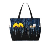 Evengigy The Blue Binary stampa impermeabile spiaggia Tote Pool Bags per le donne grande palestra Tote Carry On Bag per viaggio