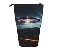 Evengigy UFO at Night - Astuccio carino con cerniera e supporto regolabile, astuccio per trucchi divertente