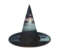Evengigy UFO at night Stampa Halloween Cappello divertente Strega Cappello pieghevole copricapo Cosplay Decor personalizzato 2 pezzi
