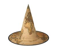 Evengigy World Map Print Halloween Hat divertente strega cappello pieghevole copricapo Cosplay Decor personalizzato 3 pezzi