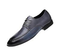 Evening Dress Oxford Shoes for Men Luxury Leather Lace-up Round Toe Non Slip Anti-Slip Casual Prom And Wedding Shoes(Blue,45 EU)