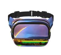 Evening Rainbow Fitness Travel Shoulder Bag, Fashion and Casual Waist Bag, Square Double Layer Waist Bag, Black, One Size, Nero, Taglia unica, Nero , taglia unica
