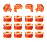 Evenlinkics 16 bobine per decespugliatore, con coperchio a bobina, bobine di ricambio per tagliaerba worx, diametro 1,65 mm e lunghezza 3 m, bobina di filo per accessori worx, codice articolo WA0010