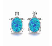 Evensee Orecchini in Argento 925 con Opale Blu, Tartaruga Marina, Gioiello Regalo per Vacanza al Mare, Perla Madre, Compleanno, Bijoux Donna