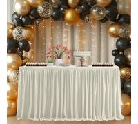 EVENT DECOR SHOP Gonna da tavolo in poliestere plissettato per tavoli rettangolari, elegante tovaglia per matrimoni, feste, baby shower, eventi, banchetti e decorazioni per la casa, colore avorio, 4,3