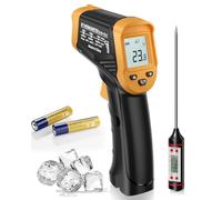Eventek Termometro Infrarossi, -50 ° C ~ 600 ° C Termometro Laser Digitale Senza Contatto aiutante di cucina, Termometro per Cucina, Forno, Pizza, Freezer, Termometro per Carne Incluso (Non per Umani)