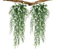 Eventerde Artificiali appesi 2 di eucalipto artificiali - Decorazioni vegetali realistiche resistenti ai raggi UV per interni cucina, soggiorno, bagno, giardino, casa