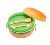 Eventerde Contenitore per il Pranzo a Forma di Hamburger - Dolce Hamburger - Contenitore per Alimenti con Cucchiaio, Antigoccia, Rosso